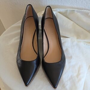 Coach Black Leather Pointed Toe Heels